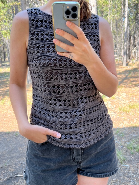 Charter Club Tops - Silk & Cotton Crochet Tank Top With Liner